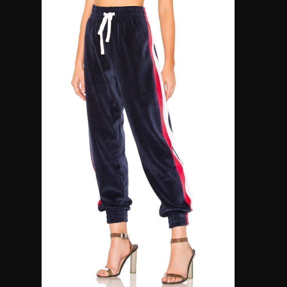 NWT Revolve x Kendall + Kylie Drawstring Velour Pant in Navy | size S